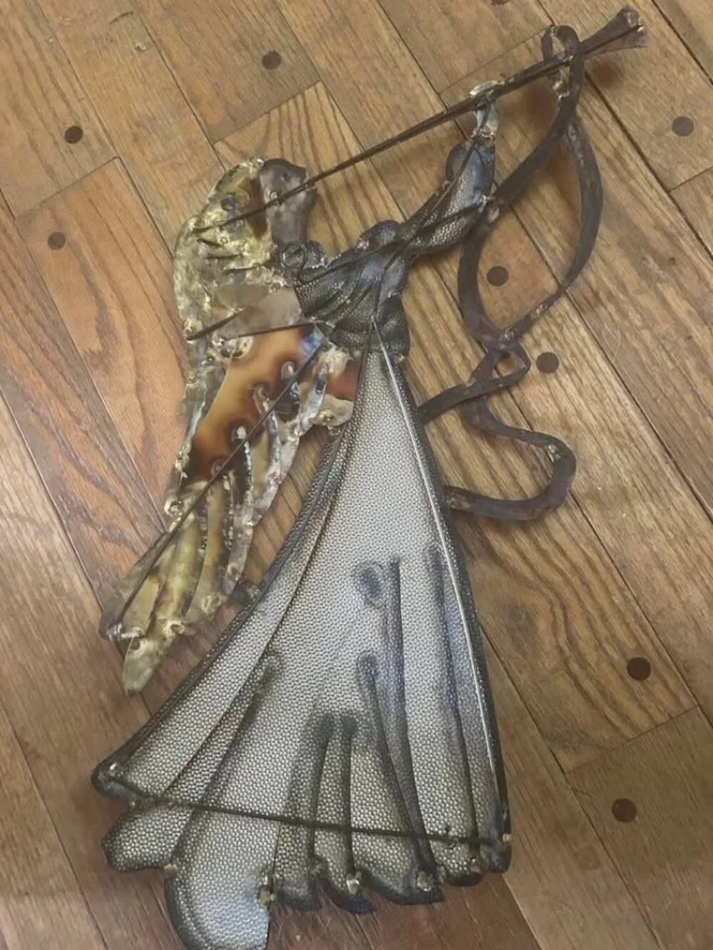 Gorgeous Vintage Mixed-Metal Art Angel Wall Art
